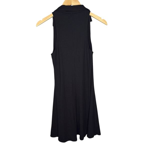 Reformation Pete Ribbed Knit Sleeveless Collared Mini Dress Black Womens Size M - Picture 4 of 7